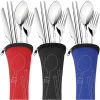 Arroyner 3 Pack Portable Travel Flatware Set, Reusable Silverware Knife Fork Spoon Chopsticks Utensils
