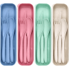 4 Pack Reusable Travel Utensils Set with Case, Wheat Straw Portable Knife Fork Spoons Tableware