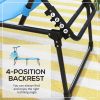 Outsunny Outdoor Lounge Chair, Adjustable Backrest Folding Chaise Lounge, Cushioned Tanning Chair w/Sunshade Roof & Pillow Headrest for Beach, Camping