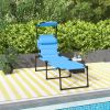 Outsunny Outdoor Lounge Chair, Adjustable Backrest Folding Chaise Lounge, Cushioned Tanning Chair w/Sunshade Roof & Pillow Headrest for Beach, Camping