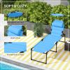 Outsunny Outdoor Lounge Chair, Adjustable Backrest Folding Chaise Lounge, Cushioned Tanning Chair w/Sunshade Roof & Pillow Headrest for Beach, Camping