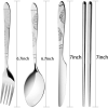 Arroyner 3 Pack Portable Travel Flatware Set, Reusable Silverware Knife Fork Spoon Chopsticks Utensils