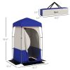 Outsunny Portable Shower Tent, Privacy Shelter, Camping Dressing Changing Tent Room with Solar Shower Bag, Floor and Carrying Bag, Blue