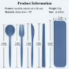 4 Pack Reusable Travel Utensils Set with Case, Wheat Straw Portable Knife Fork Spoons Tableware