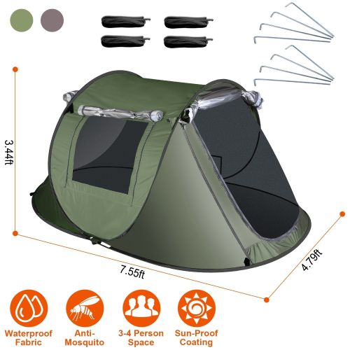 Pop Up Tent Automatic Setup Camping Tent Waterproof Instant Setup Tent with 4 Mosquito Net Windows Carrying Bag for Hiking Climbing Adventure Fishing Pop Up Tent Automatic Setup Camping Tent Waterproof Instant Setup Tent with 4 Mosquito Net Windows Carrying Bag for Hiking Climbing Adventure Fishing